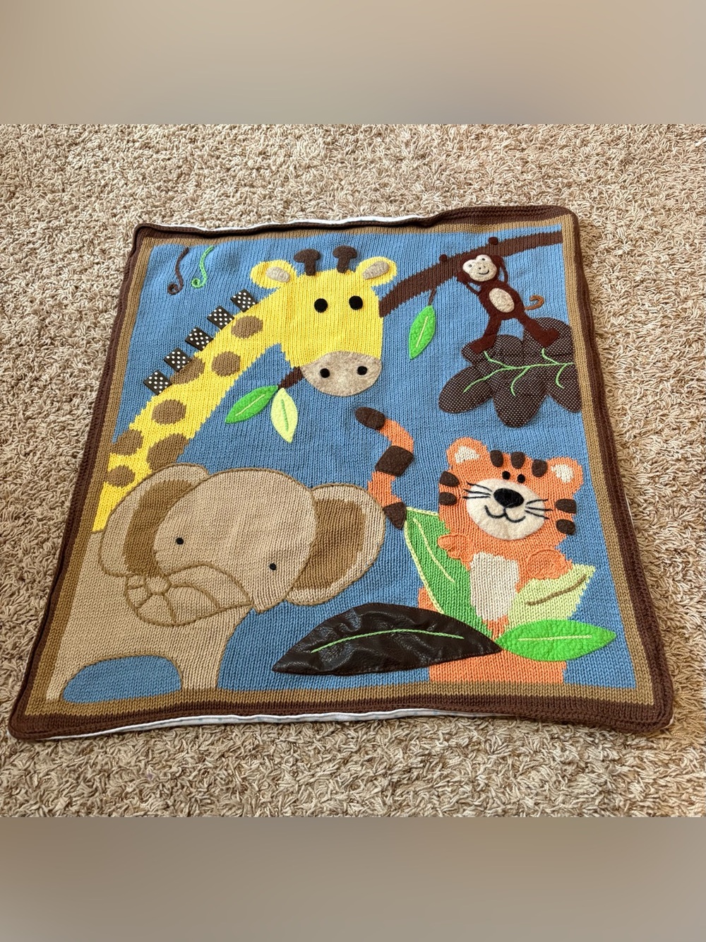 At Walk Jungle Themed Knit Blanket 100% cotton